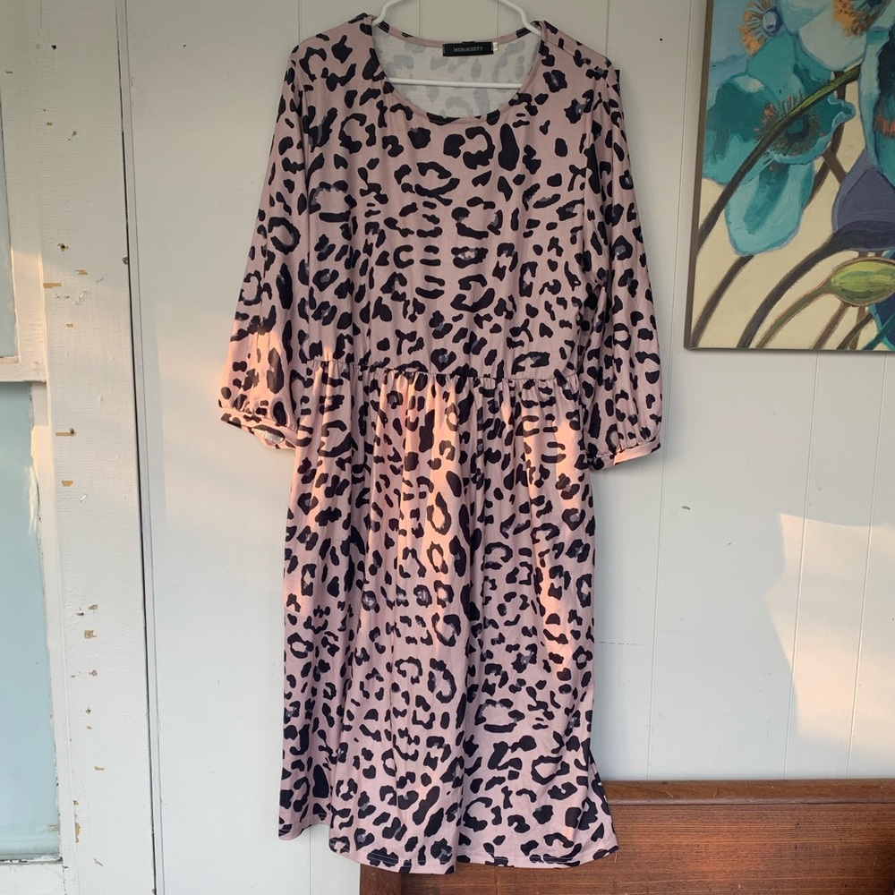 Merokeety Pink Cheeta Print Dress